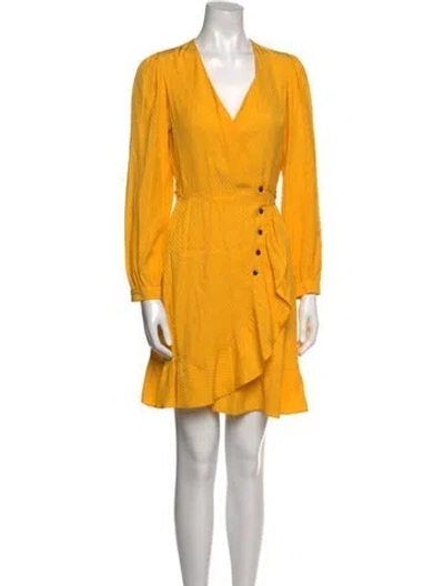 Pre-owned Maje V-neck Mini Dress In Yellow