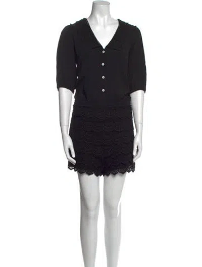 Pre-owned Maje V-neck Romper In Black