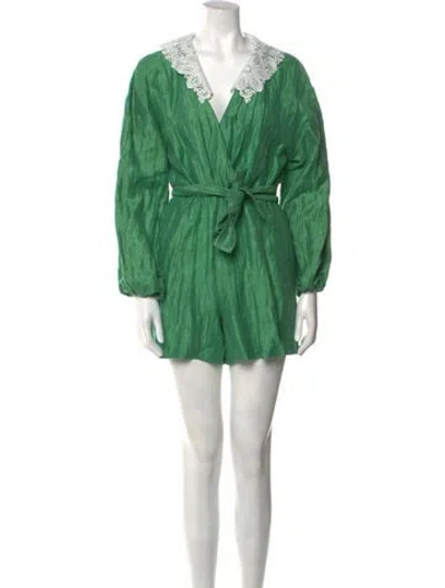 Pre-owned Maje V-neck Romper In Green