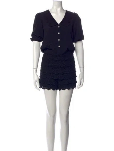 Pre-owned Maje V-neck Romper W/ Tags In Black