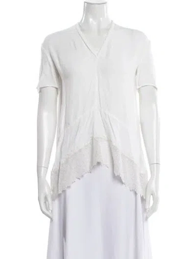 Pre-owned Maje V-neck Short Sleeve Blouse In White