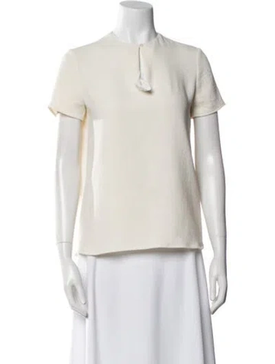 Pre-owned Maje V-neck Short Sleeve T-shirt In Neutral