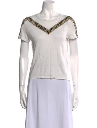 Pre-owned Maje V-neck Short Sleeve T-shirt In White