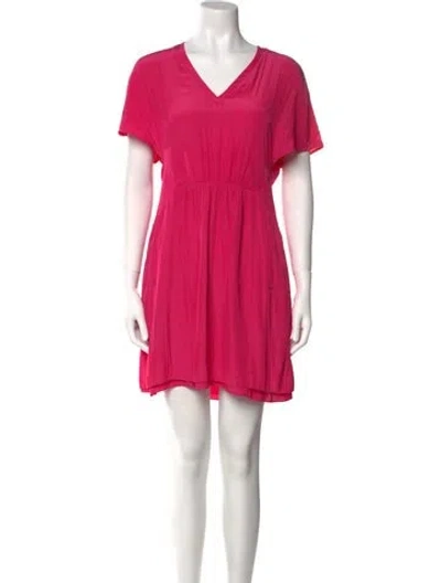 Pre-owned Maje V-neck Short Sleeve Tunic In Black