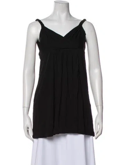 Pre-owned Maje V-neck Sleeveless Blouse In Black