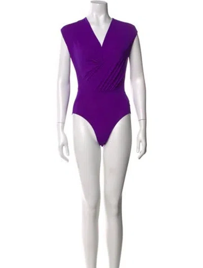 Pre-owned Maje V-neck Sleeveless Bodysuit In Purple