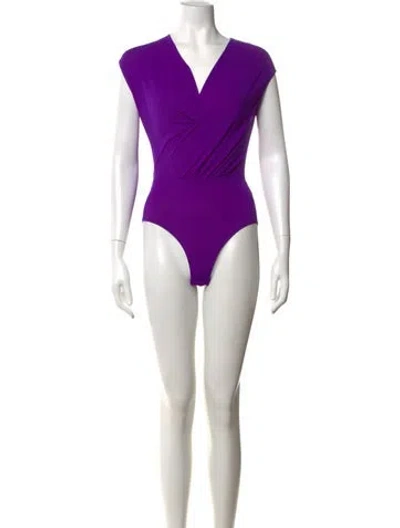 Pre-owned Maje V-neck Sleeveless Bodysuit In Purple