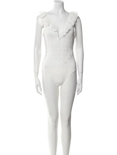 Pre-owned Maje V-neck Sleeveless Bodysuit W/ Tags In White