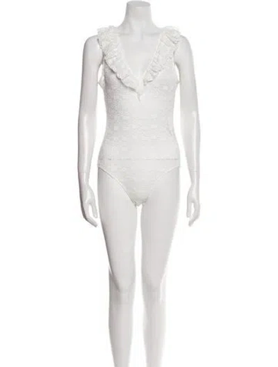 Pre-owned Maje V-neck Sleeveless Bodysuit In White