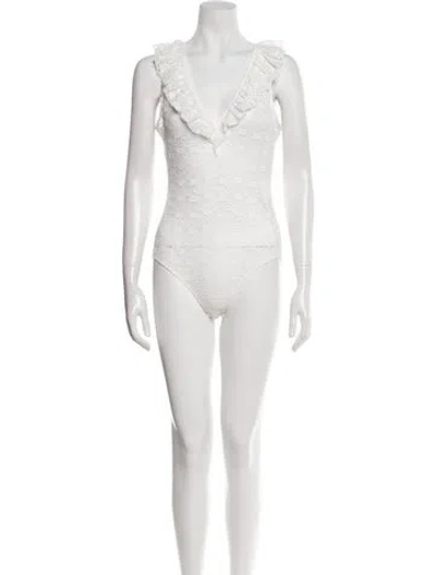 Pre-owned Maje V-neck Sleeveless Bodysuit In White