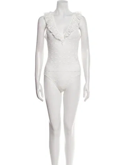 Pre-owned Maje V-neck Sleeveless Bodysuit In White