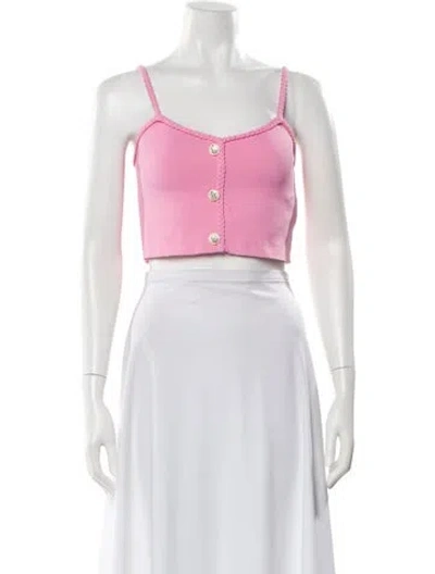 Pre-owned Maje V-neck Sleeveless Crop Top In Pink