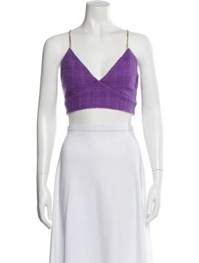 Pre-owned Maje V-neck Sleeveless Crop Top In Purple
