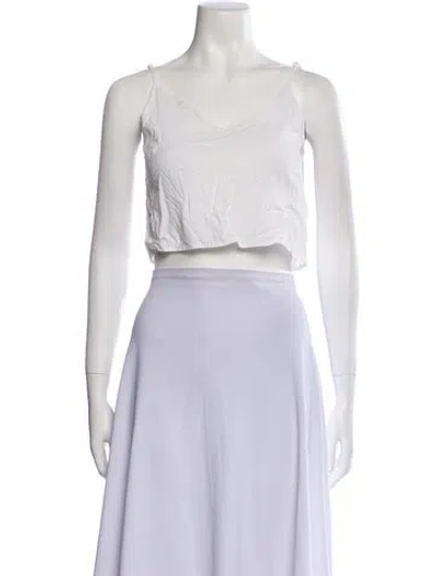 Pre-owned Maje V-neck Sleeveless Crop Top In White