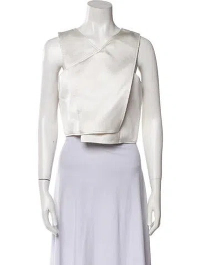 Pre-owned Maje V-neck Sleeveless Crop Top In White