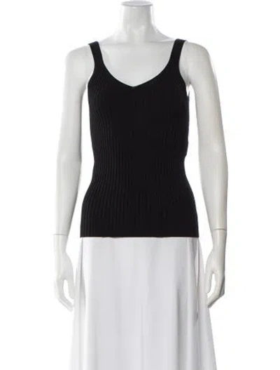 Pre-owned Maje V-neck Sleeveless Top In Black