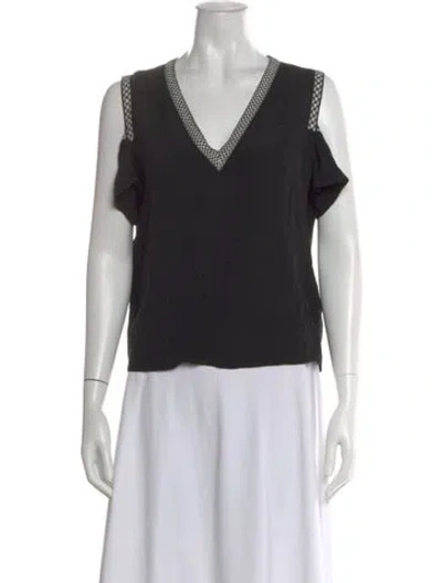 Pre-owned Maje V-neck Sleeveless Top In Black