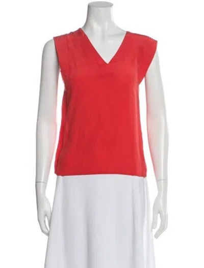 Pre-owned Maje V-neck Sleeveless Top In Orange