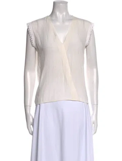 Pre-owned Maje V-neck Sleeveless Top In White