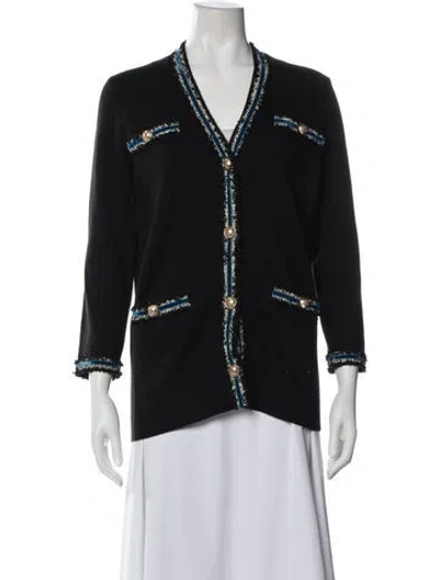 Pre-owned Maje V-neck Sweater In Black