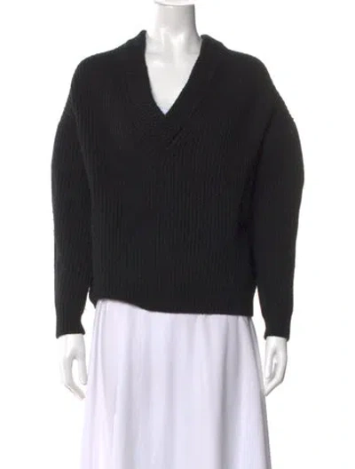 Pre-owned Maje V-neck Sweater In Black