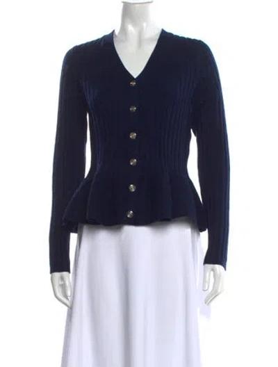 Pre-owned Maje V-neck Sweater In Blue