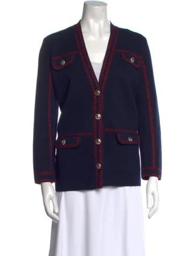 Pre-owned Maje V-neck Sweater In Blue