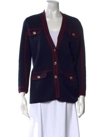 Pre-owned Maje V-neck Sweater In Blue