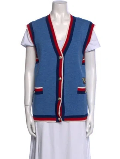 Pre-owned Maje V-neck Sweater In Blue