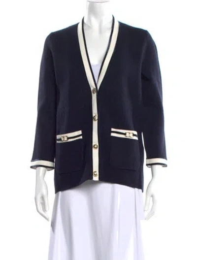 Pre-owned Maje V-neck Sweater In Blue