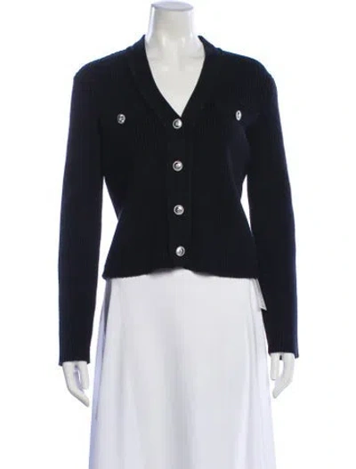 Pre-owned Maje V-neck Sweater In Blue