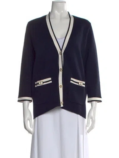 Pre-owned Maje V-neck Sweater In Blue