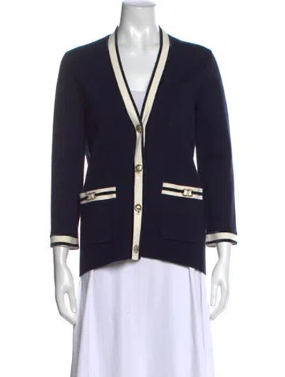 Pre-owned Maje V-neck Sweater In Blue