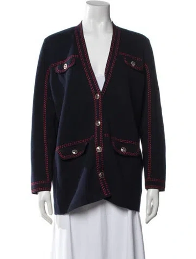Pre-owned Maje V-neck Sweater In Blue