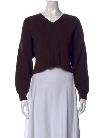 Pre-owned Maje V-neck Sweater In Brown