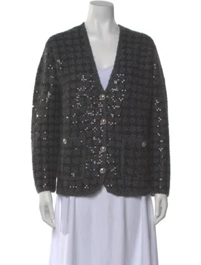 Pre-owned Maje V-neck Sweater In Gray