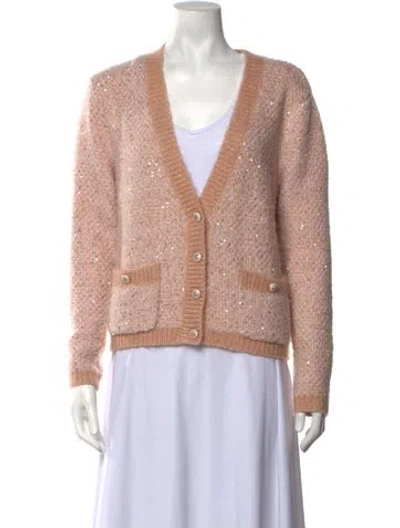 Pre-owned Maje V-neck Sweater In Metallic/pink