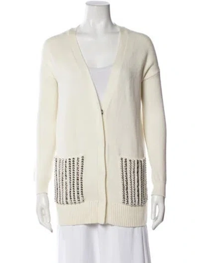 Pre-owned Maje V-neck Sweater In Neutral