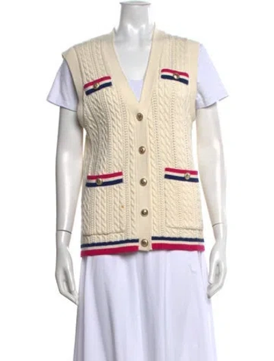 Pre-owned Maje V-neck Sweater In Neutrals