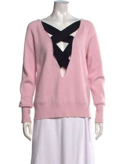 Pre-owned Maje V-neck Sweater In Pink