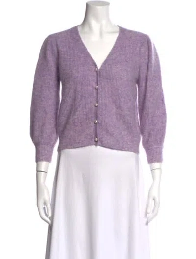 Pre-owned Maje V-neck Sweater In Purple