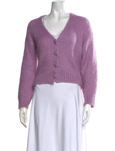 Pre-owned Maje V-neck Sweater In Purple