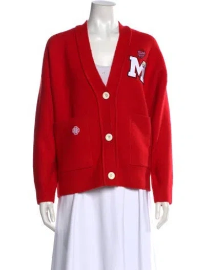 Pre-owned Maje V-neck Sweater In Red