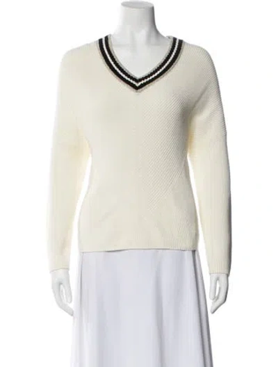 Pre-owned Maje V-neck Sweater In White