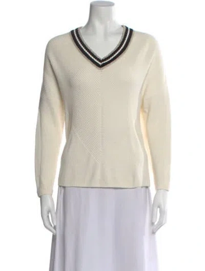 Pre-owned Maje V-neck Sweater In White