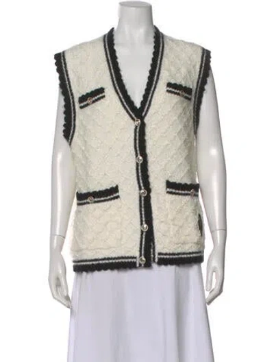 Pre-owned Maje V-neck Sweater In White