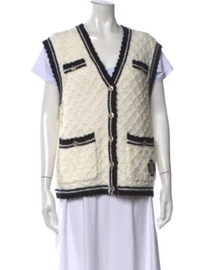 Pre-owned Maje V-neck Sweater In White