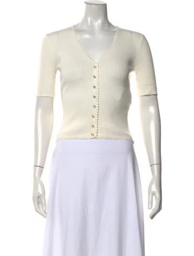 Pre-owned Maje V-neck Sweater In White