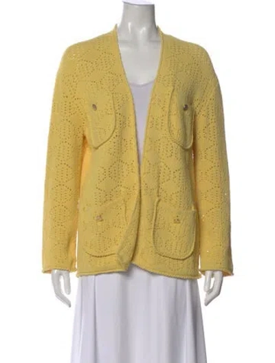Pre-owned Maje V-neck Sweater In Yellow