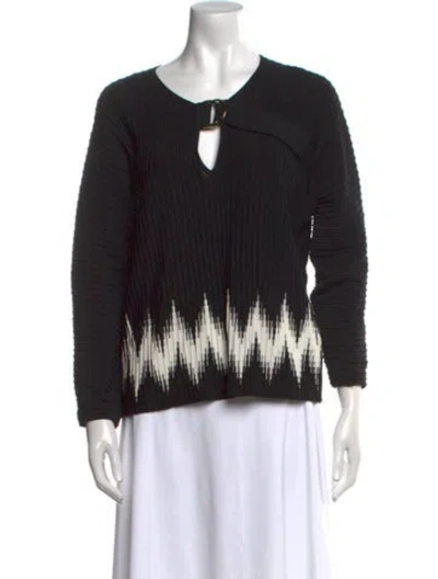 Pre-owned Maje V-neck Three-quarter Sleeve Blouse In Black